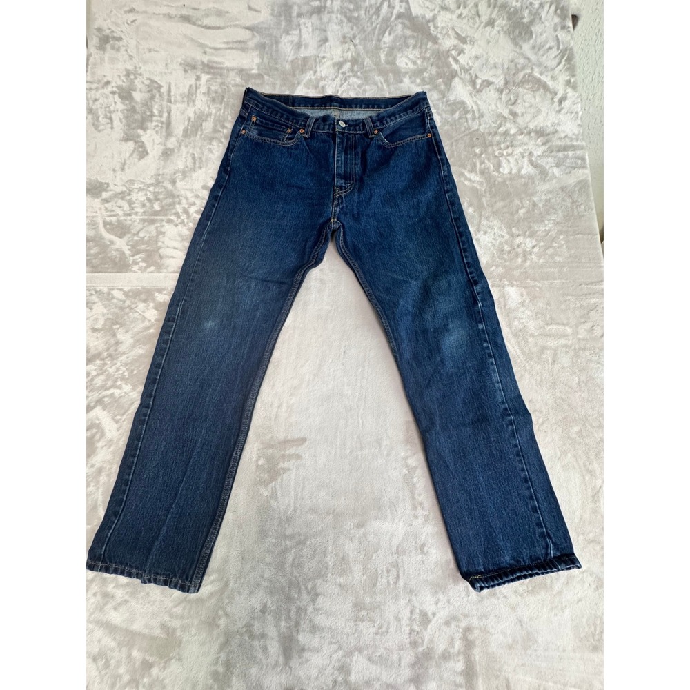 Levi's 505 Regular Fit Jeans Men's W36 L32 Dark Wash Denim Excellent Condition